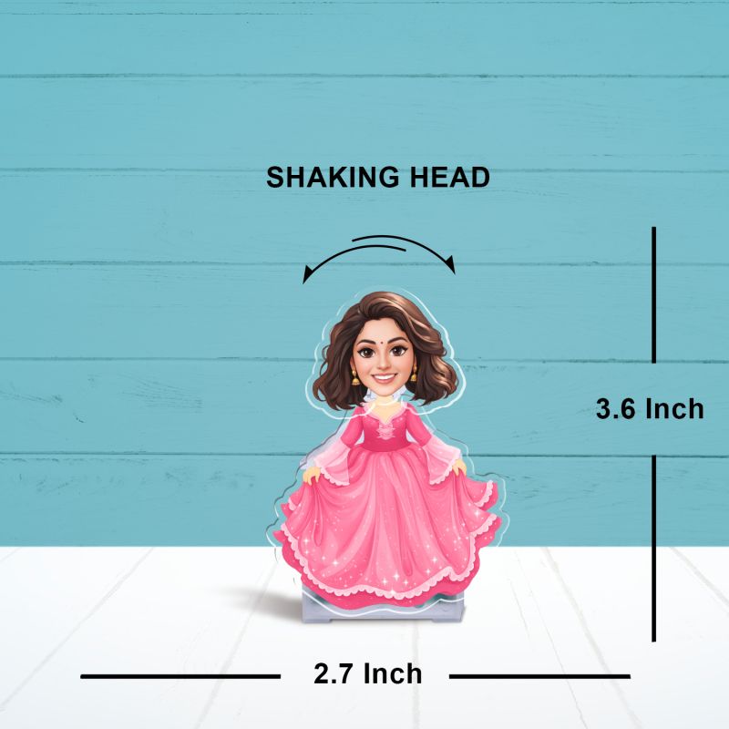 Personalized Princess Theme Bobblehead Caricature Solar Powered with Moving Head Custom with Photo Birthday Return Gift for Girls Kids Room Desk Decor & Car Dashboard